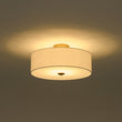 Load image into Gallery viewer, 4-Light White Linen Round Drum Brass Semi Flush Mount