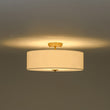 Load image into Gallery viewer, 4-Light White Linen Round Drum Brass Semi Flush Mount