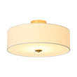 Load image into Gallery viewer, 4-Light White Linen Round Drum Brass Semi Flush Mount