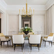 Load image into Gallery viewer, Brass Mid-Century Minimalist Tiered Candle Style Chandelier