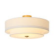 Load image into Gallery viewer, 4-Light White Linen Round Drum Brass Semi Flush Mount