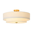Load image into Gallery viewer, 4-Light White Linen Round Drum Brass Semi Flush Mount