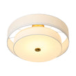 Load image into Gallery viewer, 4-Light White Linen Round Drum Brass Semi Flush Mount