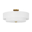 Load image into Gallery viewer, 4-Light White Linen Round Drum Brass Semi Flush Mount