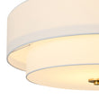 Load image into Gallery viewer, 4-Light White Linen Round Drum Brass Semi Flush Mount