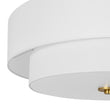 Load image into Gallery viewer, 4-Light White Linen Round Drum Brass Semi Flush Mount