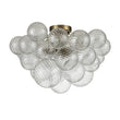Load image into Gallery viewer, 3-Light Brass Cluster Ribbed Glass Bubble Semi Flush Chandelier