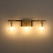 Load image into Gallery viewer, 3-Light Water Glass Square Panel Brass Vanity Wall Sconce