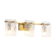 Load image into Gallery viewer, 3-Light Water Glass Square Panel Brass Vanity Wall Sconce