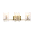Load image into Gallery viewer, 3-Light Water Glass Square Panel Brass Vanity Wall Sconce