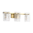 Load image into Gallery viewer, 3-Light Water Glass Square Panel Brass Vanity Wall Sconce