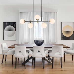 5-Light Glass Globe Island Linear Chandelier