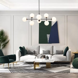 8-Light Linear Sputnik Frosted Glass Globe ChandelierĀ