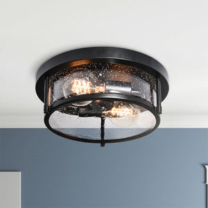 Black Seeded Glass Flush Mount