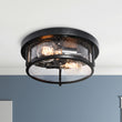 Load image into Gallery viewer, Black Seeded Glass Flush Mount