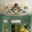 Load image into Gallery viewer, Glam Bloom 12-Light Blue Glass Bubble Semi Flush Chandelier