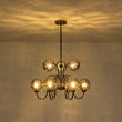 Load image into Gallery viewer, 9-Light Hammered Smoked Glass Bubble Black Sputnik Chandelier