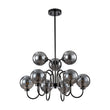 Load image into Gallery viewer, 9-Light Hammered Smoked Glass Bubble Black Sputnik Chandelier