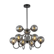 Load image into Gallery viewer, 9-Light Hammered Smoked Glass Bubble Black Sputnik Chandelier