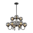 Load image into Gallery viewer, 9-Light Hammered Smoked Glass Bubble Black Sputnik Chandelier