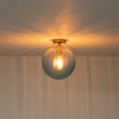 Load image into Gallery viewer, Art Deco 1-Light Blue Ribbed Glass Globe Semi Flush Mount