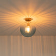 Load image into Gallery viewer, Art Deco 1-Light Blue Ribbed Glass Globe Semi Flush Mount