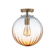 Load image into Gallery viewer, Art Deco 1-Light Blue Ribbed Glass Globe Semi Flush Mount