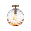 Load image into Gallery viewer, Art Deco 1-Light Blue Ribbed Glass Globe Semi Flush Mount