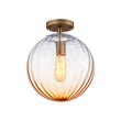 Load image into Gallery viewer, Art Deco 1-Light Blue Ribbed Glass Globe Semi Flush Mount