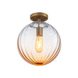 Load image into Gallery viewer, Art Deco 1-Light Blue Ribbed Glass Globe Semi Flush Mount