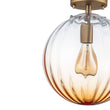 Load image into Gallery viewer, Art Deco 1-Light Blue Ribbed Glass Globe Semi Flush Mount