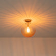 Load image into Gallery viewer, Art Deco 1-Light Blue Ribbed Glass Globe Semi Flush Mount