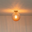 Load image into Gallery viewer, Art Deco 1-Light Blue Ribbed Glass Globe Semi Flush Mount