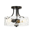 Load image into Gallery viewer, Round Drum Hammered Glass Semi Flush Mount