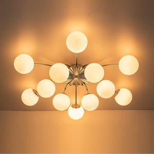 (OpenBox) Blossom 12-Light Opal Glass Bubble Semi Flush Chandelier