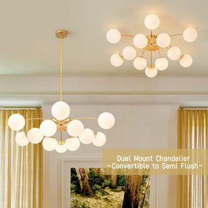 (OpenBox) Blossom 12-Light Opal Glass Bubble Semi Flush Chandelier