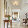 Load image into Gallery viewer, Boho Pleated Flower White Crackled Glass Semi Flush