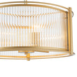 Load image into Gallery viewer, Brass 3-Light Ribbed Glass Drum Lantern Pendant Light