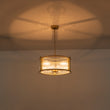 Load image into Gallery viewer, Brass 3-Light Ribbed Glass Drum Lantern Pendant Light