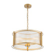 Load image into Gallery viewer, Brass 3-Light Ribbed Glass Drum Lantern Pendant Light