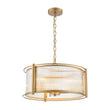 Load image into Gallery viewer, Brass 3-Light Ribbed Glass Drum Lantern Pendant Light