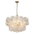 Load image into Gallery viewer, Brass Cluster Ribbed Glass Globe Bubble Chandelier