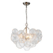 Load image into Gallery viewer, Brass Cluster Ribbed Glass Globe Bubble Chandelier