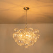 Load image into Gallery viewer, Brass Cluster Ribbed Glass Globe Bubble Chandelier