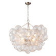 Load image into Gallery viewer, Brass Cluster Ribbed Glass Globe Bubble Chandelier