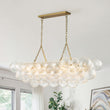 Load image into Gallery viewer, Brass Cluster Ribbed Glass Globe Bubble Linear Chandelier
