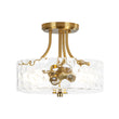 Load image into Gallery viewer, Round Drum Hammered Glass Semi Flush Mount