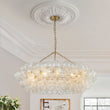 Load image into Gallery viewer, Brass Halo Ribbed Glass Globe Bubble Ring Chandelier
