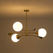 Load image into Gallery viewer, Wind-Vane Tiered 3-Light Opal Glass Globe Sputnik Chandelier