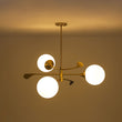 Load image into Gallery viewer, Wind-Vane Tiered 3-Light Opal Glass Globe Sputnik Chandelier